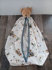 Vintage Blue Jean Teddy Bear with Plush Diaper Stacker HTF