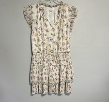 Current Air Anthropologie Cream Floral Ruffle Dress Size Large NWOT