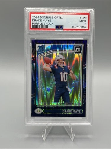 2024 Panini Donruss Optic - Rated Rookie Drake Maye Purple Shock Prizm PSA 9