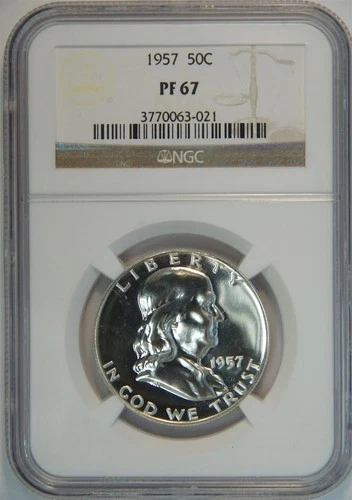 1957 Franklin Silver Half Dollar Proof PF 67 NGC 50C US COIN
