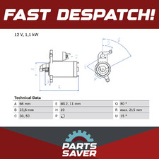 Starter Motor fits PORSCHE MACAN 95B 2.0 2014 on Bosch Top Quality Guaranteed