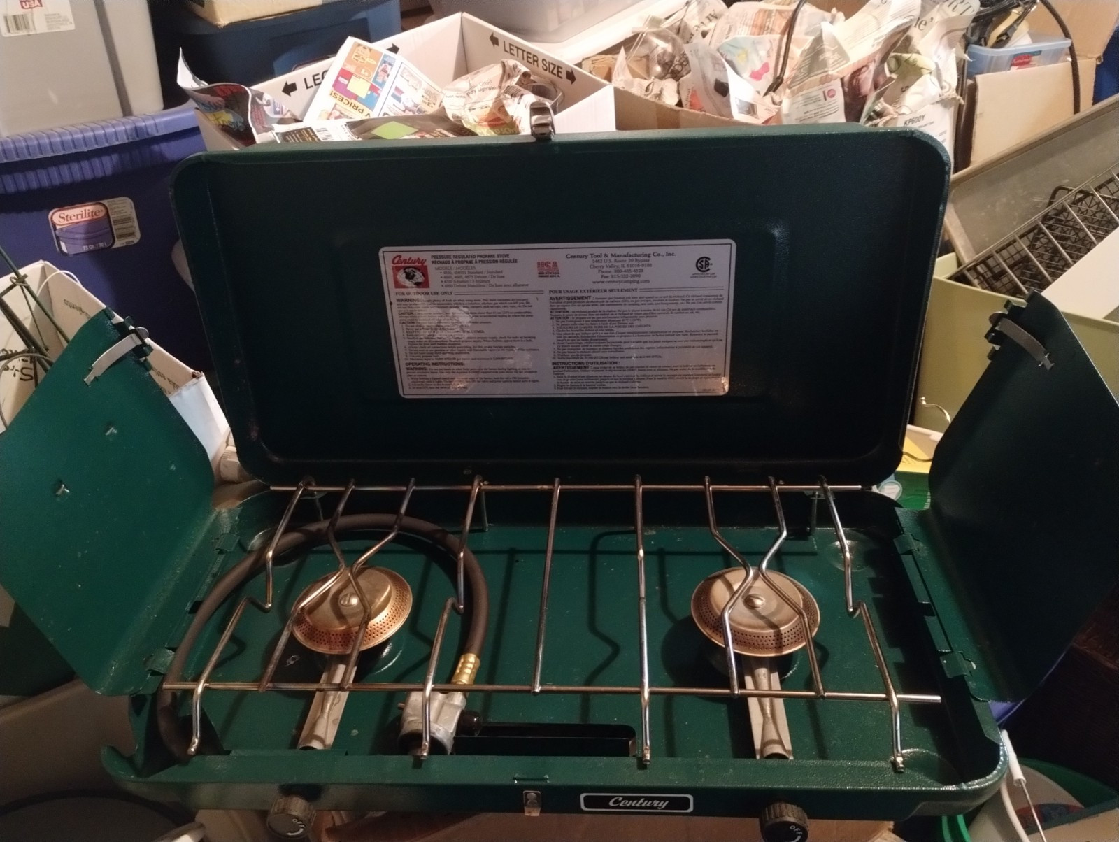 Century 2 Burner Propane Camp Stove Outdoor Stove Tested Working Green VG