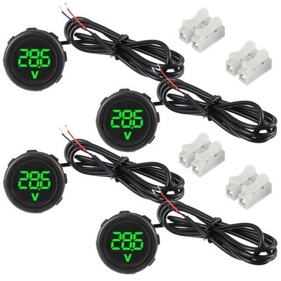 4 Pieces Waterproof DC 4V-100V Voltmeter Gauge Car Voltage Gauge LED Digital ...