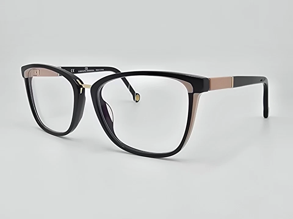 Carolina Herrera VHE891K Col.0700 Black Beige Cat Eye Eyeglasses Frame w/ Case - Image 3 of 4
