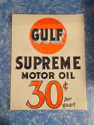 Gulf Supreme Motor Oil 1930's Poster PRINT 8.5" x 11" Vintage Ad Sign Quart