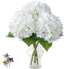 3Pcs White Hydrangea Artificial Flowers,21" Full Large Faux Hydrangea Flowers...