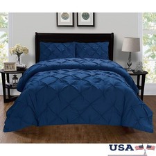 Luxury Twin Duvet Cover Set Soft Microfiber Hypoallergenic Pintuck Shams New