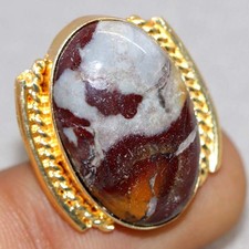 Golden Plated Wave Dolomite Ring US 5.5 Statement Jewelry Most Beautiful GW