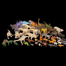 Large Lot 49 Animal Figurines PVC Plastic Dinosaurs Zoo Safari Sea Life Horses