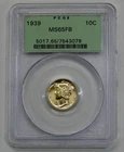 1939 - Silver Mercury Dime - PCGS MS 65 FB OGH