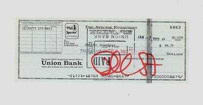 PHIL SPECTOR Signed Autograph Company Check =BEATLES RONETTES STONES LENNON=