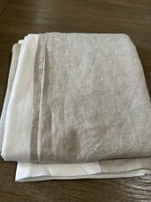Pottery Barn Belgian Linen Flax Bed skirt Queen Flax 14" drop