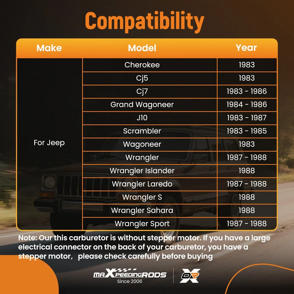 2 Barrel Carburetor Carb For Jeep CJ5 CJ7 Wagoneer 4.2L 258 6 CYL Auto Choke - Image 3 of 4