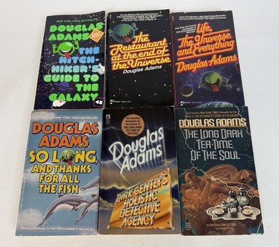 Douglas Adams Lot 6 Paperbacks includes 4 Hitchhikers Guide + 2 Dirk Gently