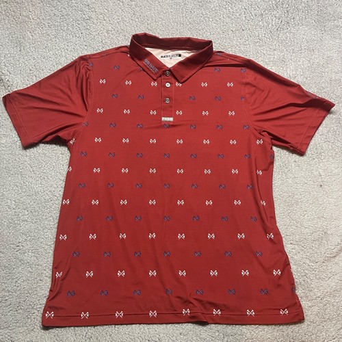 FN3P Golf Polo Mens L Red Tees & Mugs All Over Pattern Big Nate Invitational