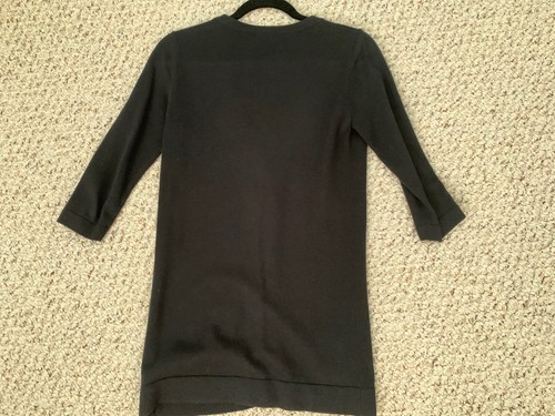 Lacoste BLACK Long Cardigan Sweater Womens Size 38 3/4 Sleeve Cotton/Cashmere - Picture 5 of 7