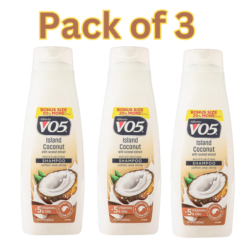 Alberto VO5 Island Coconut Moisturizing Shampoo with Coconut Extract- Pack of 3 - Bild 1 von 4