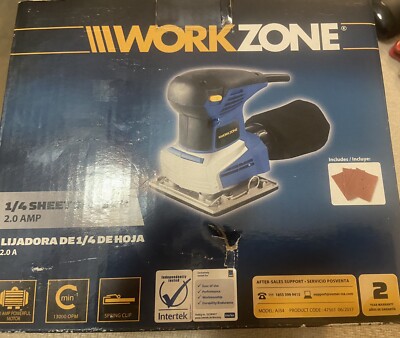 WorkZone Cord Electric 2.0 AMP 1/4 Sheet Sander W/ Paper And Dust Bag Collector
