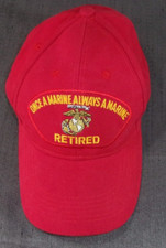 NEW USMC US MARINE CORP RETIRED ONCE A MARINE ALWAYS A MARINE RED CAP HAT XS-XL