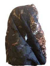 Beautiful Handmade Black Lace Infinity Chapel Veil For Catholic Mass 22  x 20.5  