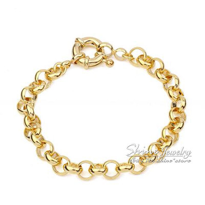 18 Karat Yellow Gold Rolo Link Bracelet 20.6 Grams Made In Italy For - Foto 2