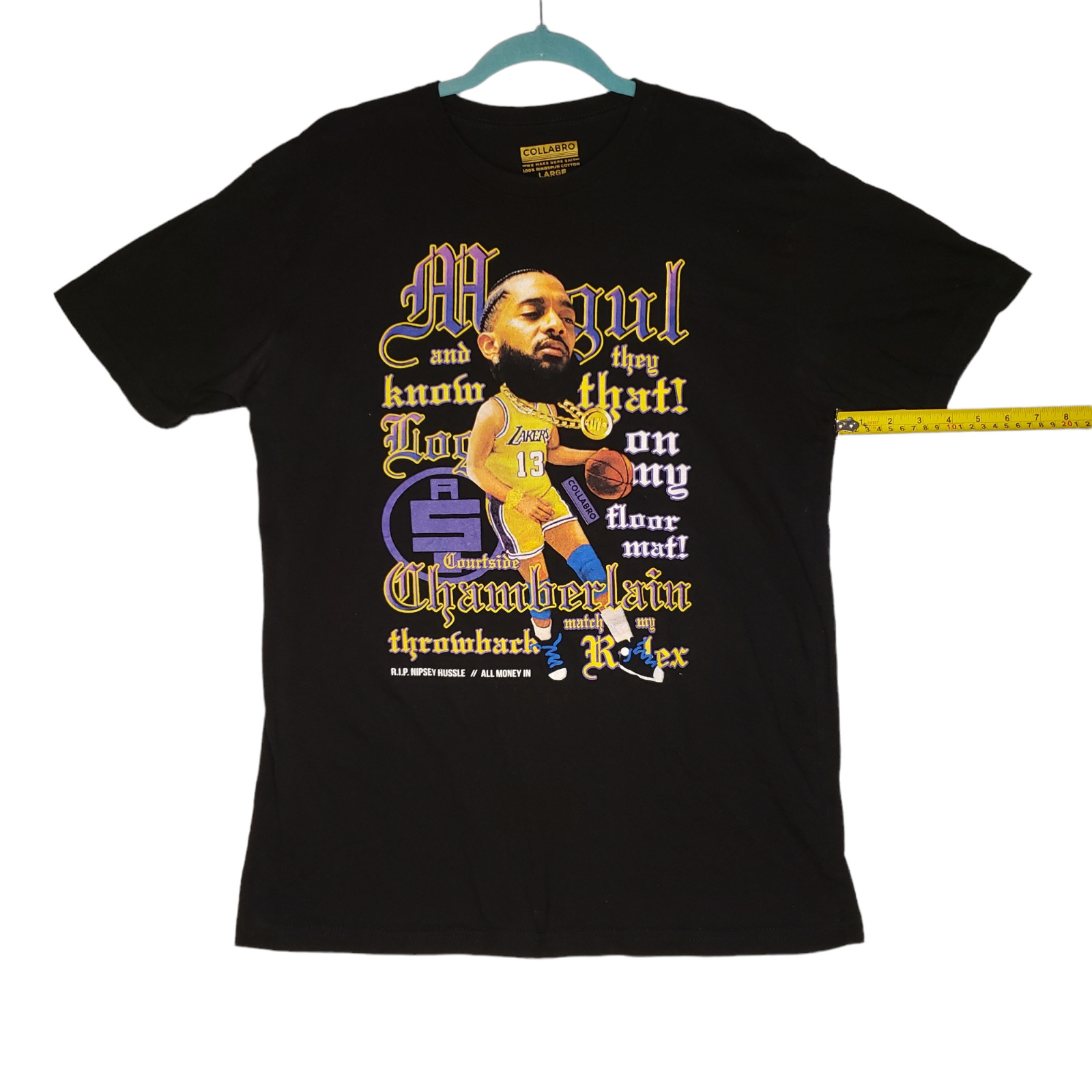 Lakers RIP Nipsey Hussle All Money In Graphic Tee Shirt Black Mens Size Large image 9
