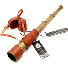 Antique Brass Leather Telescope Pirate Vintage Nautical Spyglass Scope Marine