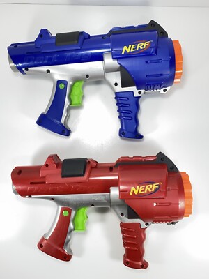 Nerf Dart Tag 2 (TWO) Guns Red & Blue (Hasbro 2005)