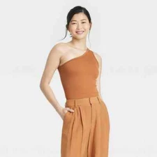 A New Day Women's Slim Fit Seamless One Shoulder Tank Brown Size XS