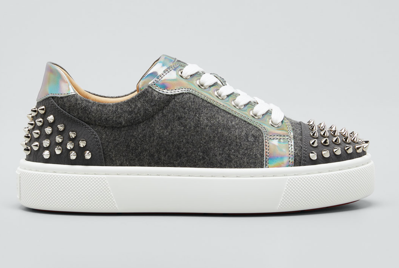 Grey Spike Lace Up Low Top Sneaker 41 