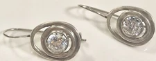 SILPADA W1330 VINTAGE STERLING 925 SWIRL CUBIC ZIRCONIA EARRINGS (C216A)