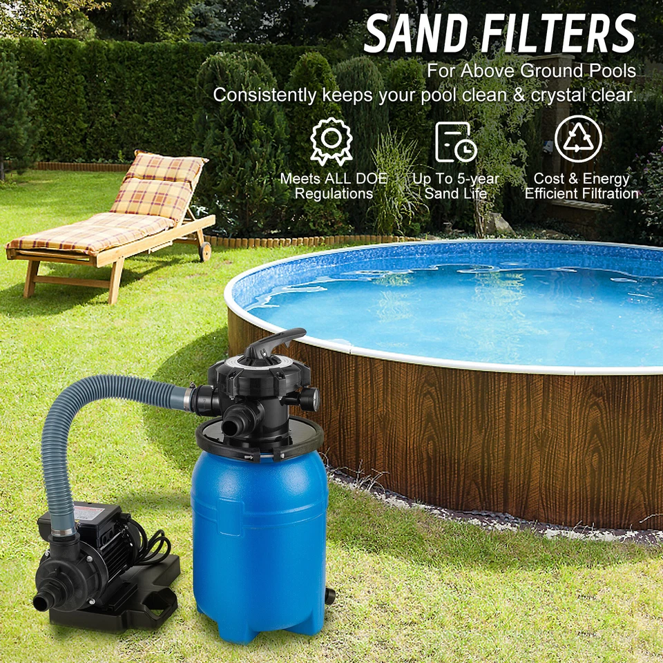 10" Sand Filter Above Ground with 1/3HP Pool Pump 2640GPH Flow Up to 10000Gallon - Image 3 of 4