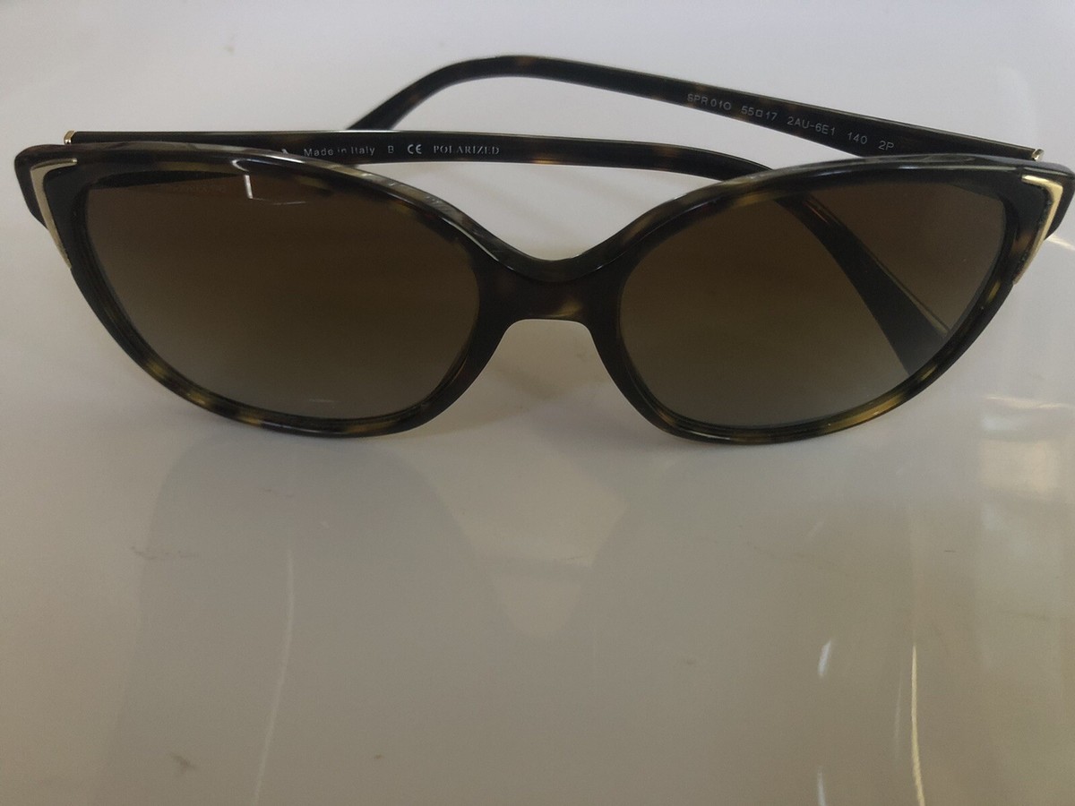 PRADA Women's SPR 010 Sunglasses Polarized Brown Tortoise
