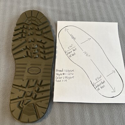 VIBRAM#1276 SIERRA USA REPLACEMENT RUBBER BOOT SHOE REPAIR SOLE COBBLER NEW SZ14