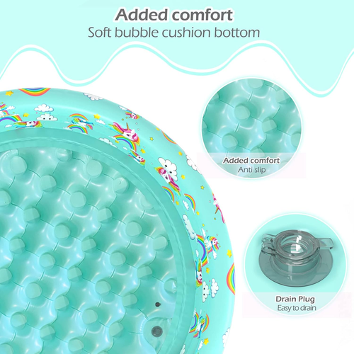 Inflatable Baby Kiddie Pool - Kids Paddling Toddler Baby Swimming Pool Blow up B - Picture 2 of 12