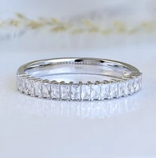 Baguette CZ Sterling Silver Eternity Wedding Band Engagement Ring 3-12 S9396