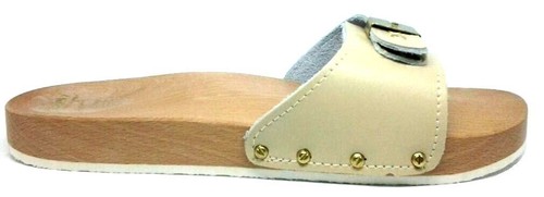 MAURI ZOCCOLI LEGNO CIABATTE UOMO BEIGE MADE IN ITALY - Imagen 3 de 12