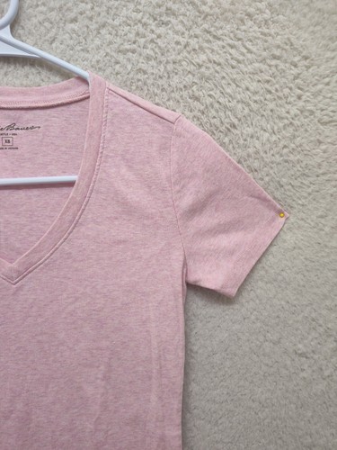Eddie Bauer Women Top Extra Small Pink Heathered Cotton Blend Short Sleeve Shirt - Picture 3 of 16