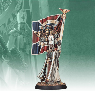 Warhammer 40k Astra Militarum Confessor Talbeas w/Banner NEW NO BOX