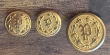 Antique Metal Gold-Colour Police Uniform Buttons (3) WATERBURY/SUPERIOR QUALITY