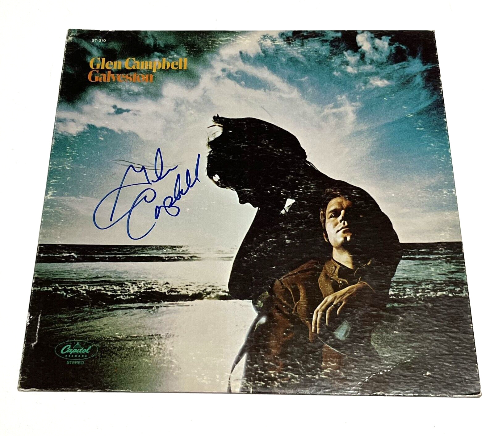 GLEN CAMPBELL "Galveston" Signed Autographed LP Album Cover Capitol ST-210