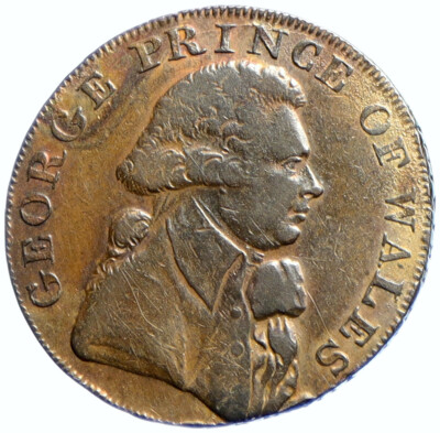 1795 ENGLAND UK Middlesex Prince Wales George IV 1/2 Penny Conder