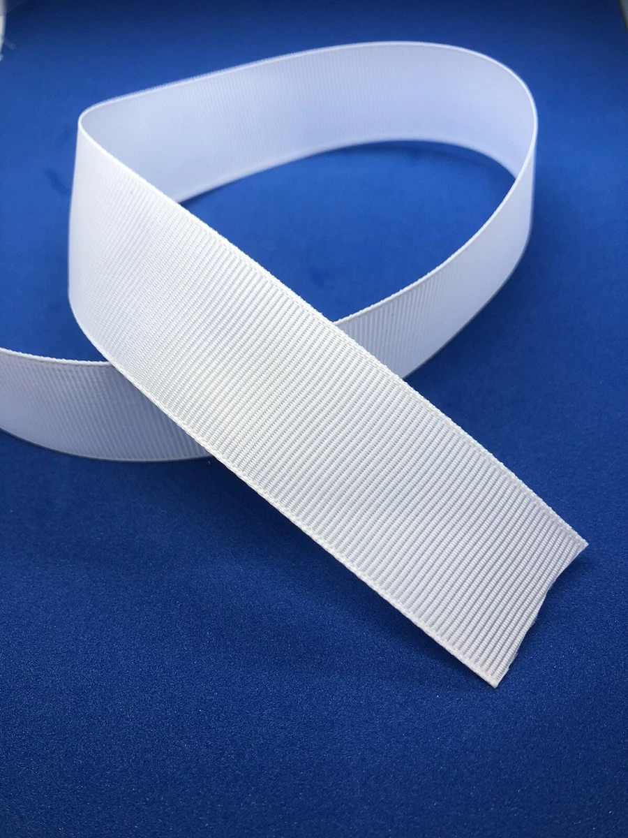 White grosgrain ribbon 10 Metres , 1 inch width (25mm). Thick