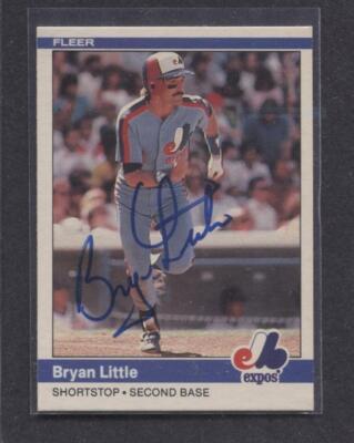 1984 Fleer #279 Bryan Little Signed Card (Expos)  (Flat Rate Ship)