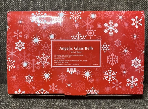 Vintage Avon 2002 Angelic Glass Bells Set of Three Ornaments with Original Box