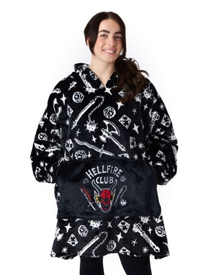Stranger Things Schwarzer Hellfire Club Logo Blanket Hoodie Unisex