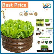 GardenX 2x2x1ft Galvanized Round Steel Raised Garden Bed – Outdoor Planter Box