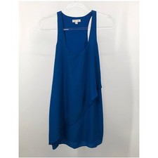 Silence + Noise Blue Satin Tiered Sleeveless Mini Party Dress XS