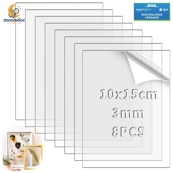 Acrylglas Platte Transparent 10X15Cm 3Mm 8 StüCk FüR Basteln Und DIY-image