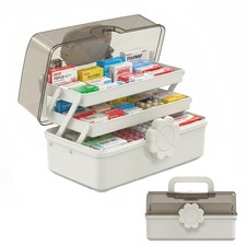 Large Capacity 3-Layer Craft Organizer Storage Box - Portable Plastic Tool Box f